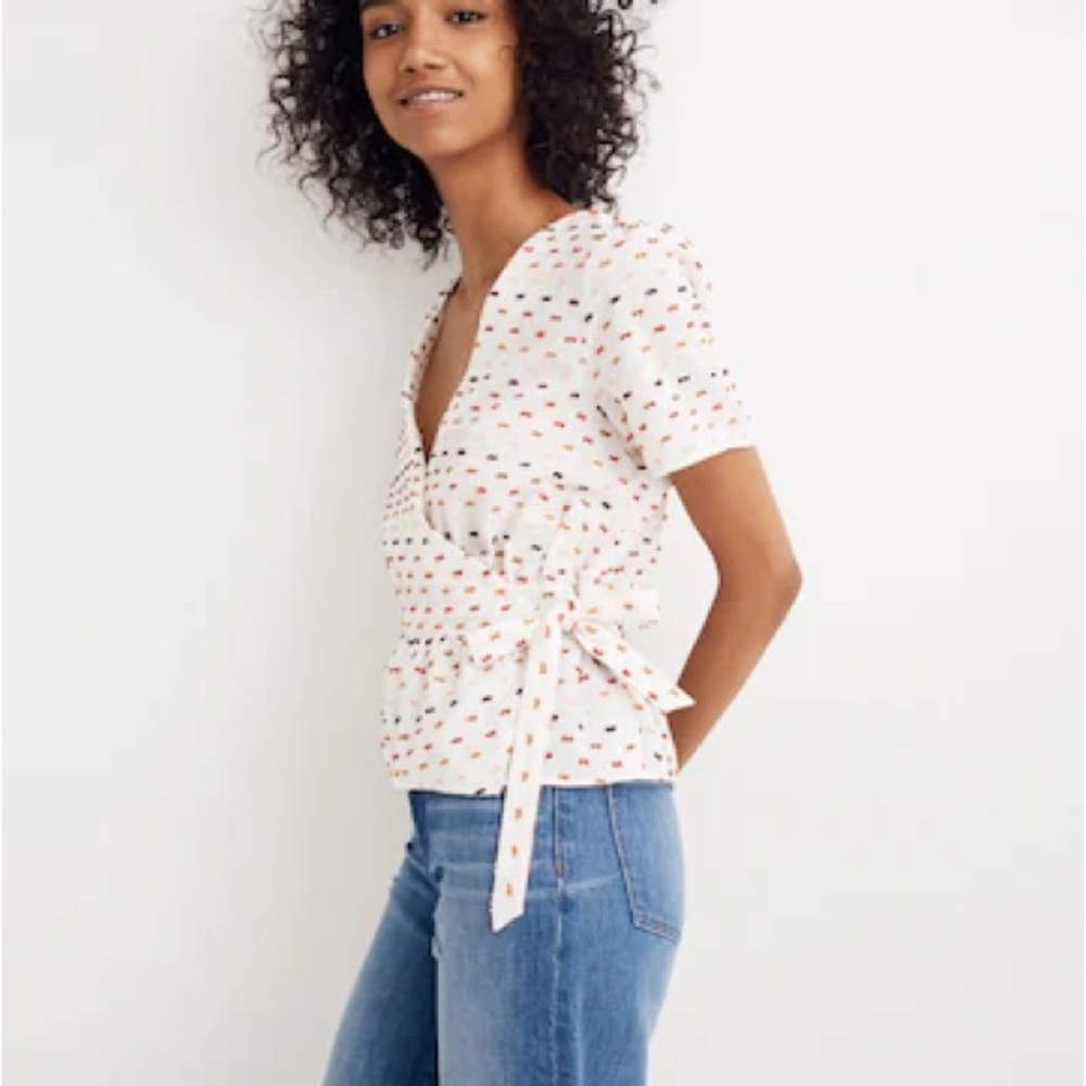 Madewell White Multicolor Wrap Blouse - Picture 3 of 4